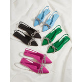 Diamond Bow Dew With Muller Pointed Flat Heel Women's Single
