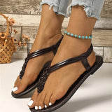 Breakj New Women's Flat-Bottomed Large-Size Woven Women's Sandals Fashion Roman Shoes Style