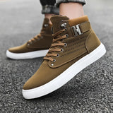 Spring Style English Frosted Belt Buckle Men's High Upper Shoes Popular Men's Shoes Men's Board Shoes A862 Men's