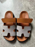 Breakj 2025 Summer Thick-Bottomed Cool Slippers A Word Magic Sticker Outside Wearing Casual Women's