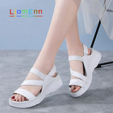 Brand Summer Women's Sandals 2021 New Designer Ladies Genuine Leather White Silver Pink Platform Sandal flip flop