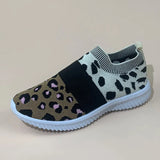 Flats Leopard Ladies Loafers Shoes Mesh Vulcanized Shoe Slip-On Sneakers Female Casual Breathable Plus Size Autumn