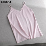 basic V-NECK camisole Summer knit Tank top Women strap basic cashmere camis female casual solid knit tank