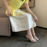 Breakj Summer Fashion Net Red New Large Square Head Butterfly Shape Fine Heel Sandals High Heel Women's