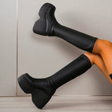 Women Shoes on Platform Knee High Long Woman Wedges Gothic Stripper Chunky Heels Sexy Tights Winter Zip Up Free