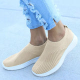 Air Mesh Sneakers Stretch Knitted Autumn Flat Shoe Spring Breathable Casual Walking Vulcanize Shoes Female Plus