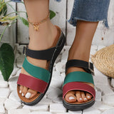 Breakj Slope And Thick Bottom Cool Slippers Female 2025 Summer New Open Toe Large Size One-Word Beach