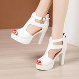 Open Head Thick Bottom 10cm Block Heel Platform Shoes Summer 2022 Small Plus Size 32-43 High Heels Gladiator Sandals