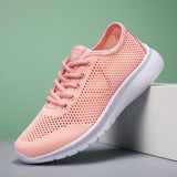 Women Sneakers 2021 Breathable Mesh Light Lace Up Flat Casual Sport Running Shoes Woman Purple Pink White Tennis