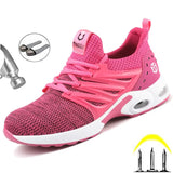 Safety Shoes With Steel Toe Cap Men and Women Cushion Heel Breathable Anti Piercing Boot Soft Flying Fabric Fashion
