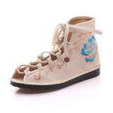 Breakj Boots Flat Shoes Sewing Beaded Cloth Boots Ethnic Style Embroidered Cloth Summer Style Women's