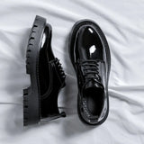 Breakj Shoes Korean Version British Wind Youth Business Shoes High Lace Up Suit Patent Leather Work Shoes