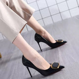 Heels Women's Stilettos 2023 Spring New Sexy Soft Lacquered Leather Pointed Work Shoes Women's Lacquered Leather