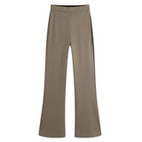Women Casual 2 Piece Sets Turn Down Collae Long Sleeve Pleated Shirts Tops With High Wasit Boot Cut Pant Ladies