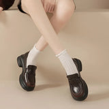 Breakj Head Loafers Women's Spring 2024 New Small Women's Shoes Soft Leather Single Shoes Thick Platform British Style Small Leather Shoes