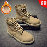 Men's Fashion British Style Winter Short Boots All-match High-Top Shoes Men's Mid-Top Tooling Boots Leather