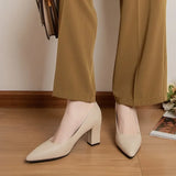 Breakj Single Shoes Women's Coarse 2025 Spring And Summer New Pointed Work Shoes Shallow One-Footed Korean Version Of Simple High