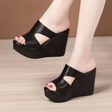 Breakj Slope And Cool Slippers Women's Summer New Loose Cake Thick Bottom Waterproof Table Fashion Wearing Large-Size