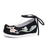 Breakj Shoes Hanfu Shoes Ancient Style Female Embroidered Cloth Shoes Inside The Raised Head Ancient Costume Shoes Cloth Shoes