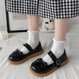 Students lolita shoes bow Girls Round Toe Buckle Straps Shoes JK Commuter Uniform cute shoes kawaii zapatilla