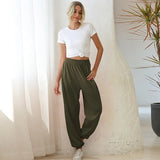 New Women Solid Sports Trousers Autumn Winter Casual Loose Running Jogger Pants Female Elastic Waist Street Long