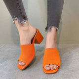 Women Sandals Slippers Luxury Summer Outdoor Casual Women Shoes Open Toe Soft High Heels Slides Black Mules Sandals Size