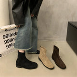 Breakj Velvet Skinny Short Boots Women's Shoes 2025 New Autumn And Winter Martin Boots Square Head Korean Small Ankle