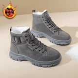 Breakj Women's Cotton Shoes 2024 Winter New Martin Boots Women's Round Head Platform And Velvet Warm Women's Shoes Anti-Velvet Boots