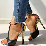 Breakj Yard Size Women's Shoes Fine Heel Ultra-High Heel Buckle Fish Mouth Sandals Women