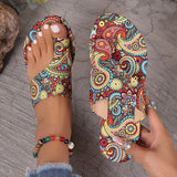 Breakj Sandals Women's National Style 2025 Summer New Breathable Printing Cover Roman Style Cool Slippers