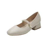 Breakj Jane Shoes Spring 2023 New Shallow Mouth Square Head Evening Shoes Gentle Wind Low Heel Thick Heel Fairy Single Shoe