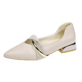 Elegant Low Heel Women Mules Summer Sexy Pointed-Toe Ladies Slippers Slip on Leisure Ladies Office Shoes Beige Pumps