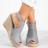 Sandals Cane Hemps Platform High Heels Ladies Shoes 2021 Peep Toe Back Lace up Wedges Female Footwear Summer Woman