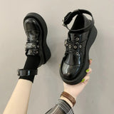 Lolita Shoes Mary Jane Pu Leather Jk Love Girl Student Kawaii Sweet Round Head Waterproof Black Shoes Anime
