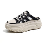 Breakj Korean Version Net Face Half Drag Old Dad Shoes Female 2025 Summer New Breathable Schoolgirl Shoes Casual Shoes Female