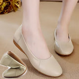Large Size Women's Shoes 41-43 Spring Model 2024 New Versatile Flat Leather Shallow Single Shoes Soft Sole Mother
