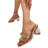Breakj New Women's Water Drill Floral Sandals Cover Transparent Thick-Soled Party Fashion Cool Slippers High