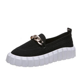 Women's Chain Loafer Flats For Women Round Toe Slip On Mesh Sneaker Casual Shoes Fabric Flats Breathable Comfy Walking