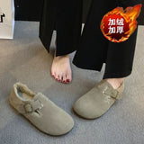 Breakj Seasons Boken Write Anti Cattle Velvet Skin Comfortable Pure Color Versatile Fashion Temperament Professional Commuting To Wear Shoes