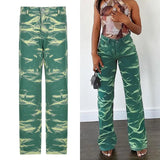 Brown Gray Tie Dye Print Harajuku Jeans Women Casual Skinny High Waist Pants Ladies Streetwear Denim Trousers Hip