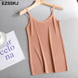 summer Women o-neck Knitted tank top baisc camis casual Sleeveless vest Female slim tanks short