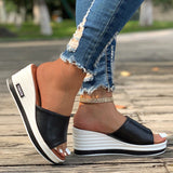 Breakj And Summer New Fish Mouth Slope With Slippers Women Wear Fashion Casual One-Word Drag Plus Size Women's