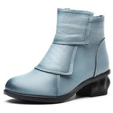 Chinese Shoes Short Blue Women Ankle Boots Medium Heel2021Fur Round Toe Chunky Cheap Waterproof Winter Fashion New