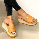 2024 Summer Women's Fish Mouth Cloth Cover Fashion Sandals And Slippers Heeled Women's