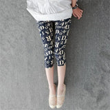 Calf-Length Floral Stripe Print Sexy Pants Black Short Capris Women Summer Leggings High