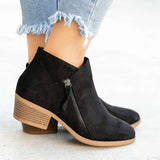 Martin Boots Women Winter Side Zipper Short Boots Low Round Head