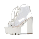 Thick soles Corss tied Women Boots Sexy Peep toe Platform Wedge High heels Gladiator Sandals Casual Female Boots