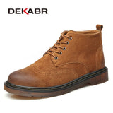 Cow Suede Autumn Men Boots Fashion Non-slip Working Ankle Boots Male High Top Casual Shoes Motorcycle Martins