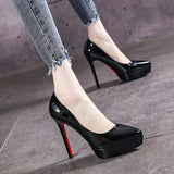 Breakj And Autumn 12 Cm High Heel Waterproof Shoes Children's Patent Leather Women's Shoes 2025 New Spring And Autumn Single Shoes Women's