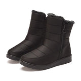 Women Boots Waterproof Plush Snow Boots Zipper Mid-Calf Boot Shoes Woman Leisure Flat with Botas De